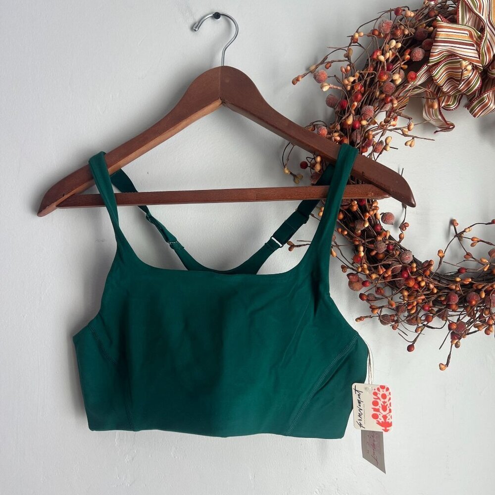 Free People Movement HATCH SMALL Never Better Square Neck Maternity Bra Green